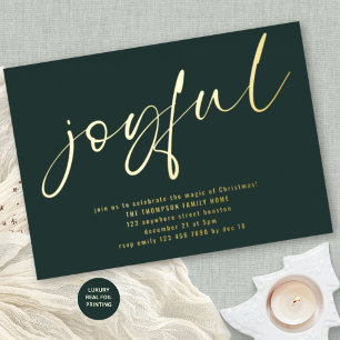 Glam Joyful Script Christmas Party Green Real 