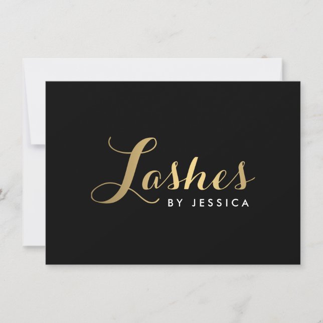 Glam Lashes Script Gold/Black Gift Certificate (Front)