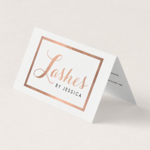Glam Lashes Script Text Rose Gold Aftercare Business Card