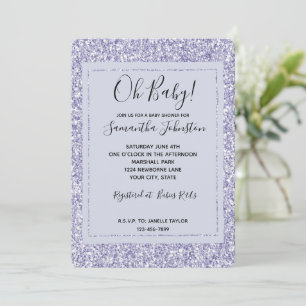 Glam Lavender Lilac Purple Glitter Baby Shower Invitation