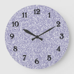 Glam Lavender Lilac Purple Glitter       Large Clock