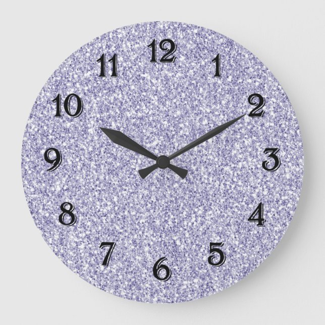 Glam Lavender Lilac Purple Glitter       Large Clock (Front)