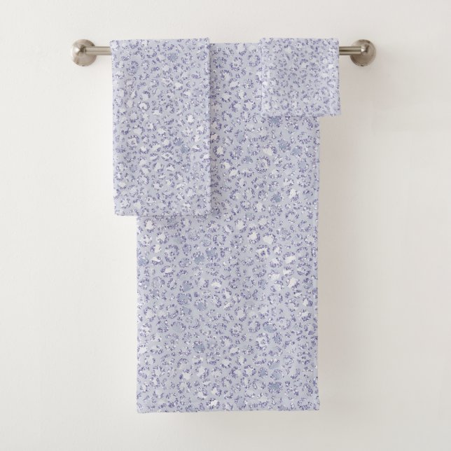 Glam Lavender Lilac Purple Leopard Print Glitter   Bath Towel Set (Insitu)