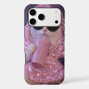    Glam Lazy Cat in Sunglasses with Sparkly Drink 