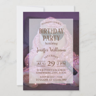 Glam Lazy Cat in Sunglasses with Sparkly Drink Invitation
