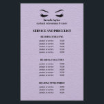 Glam LEATHER lilac  EYELASH SALON SERVICE LIST Flyer<br><div class="desc">Eyelash Extensions price list a perfect way to show your services and and pricing. Includes four customisable headings and body text fields, and space for your business contact information along the bottom. To adjust layout, enter your text and then use the Customise function to change positioning and font sizes.are perfect...</div>