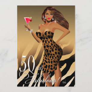 Glam Leopard Bombshell 50th Birthday   tan Invitation