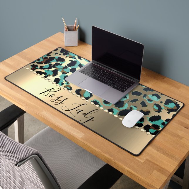Glam Leopard Boss Lady   Desk Mat (Office 2)