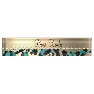 Glam Leopard Boss Lady    Nameplate