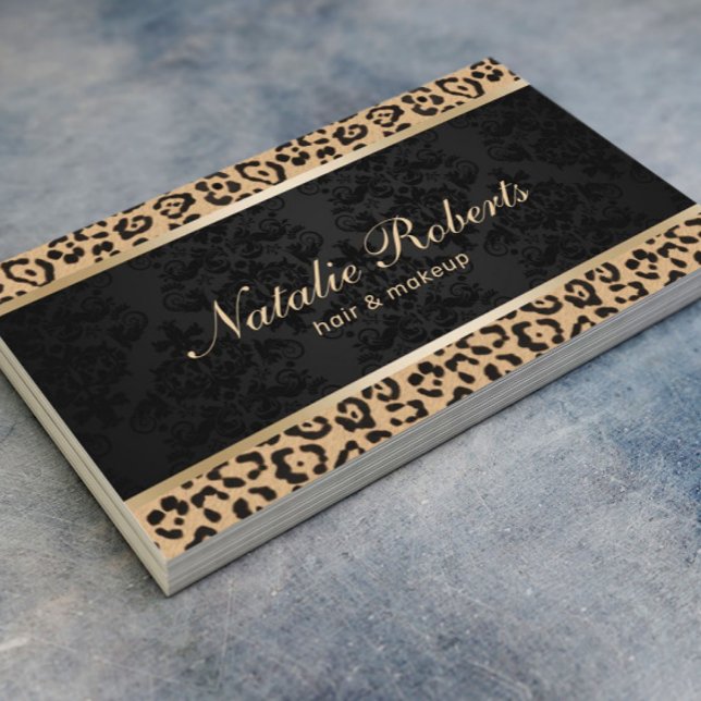 Glam Leopard Hair Stylist Makeup Beauty Salon Business Card (Creator Uploaded)