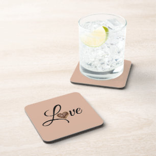 Glam Leopard Heart Love Design Coaster