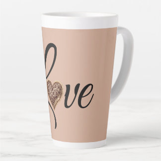 Glam Leopard Heart Love Design Latte Mug