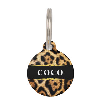 Glam Leopard Print Personalized Pet Tag