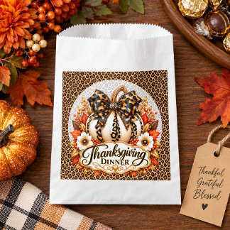 Glam Leopard Pumpkin Thanksgiving Dinner Favour Bag