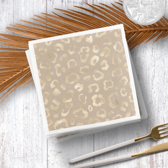 Glam Leopard Spot Pattern Safari Gold ID1154 Napkin (Creator Uploaded)