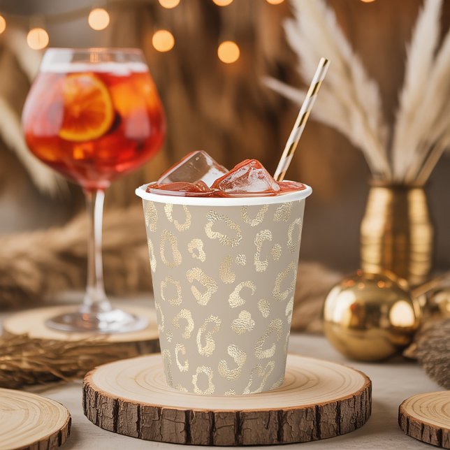 Glam Leopard Spot Pattern Safari Gold ID1154 Paper Cups (Creator Uploaded)