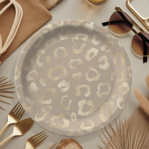 Glam Leopard Spot Pattern Safari Gold ID1154 Paper Plate