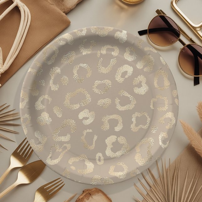 Glam Leopard Spot Pattern Safari Gold ID1154 Paper Plate (Creator Uploaded)