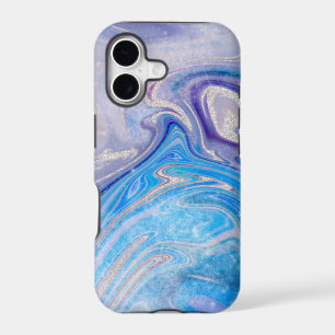 Glam light blue purple silver glitter marble