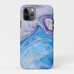 Glam light blue purple silver glitter marble iPhone 11 pro case
