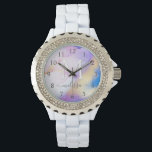 Glam Lilac Gold Abstract Paint Elegant Monogram Watch<br><div class="desc">Easily personalise this glamourous style abstract lilac watercolor paint and faux gold spray background with your custom details.</div>