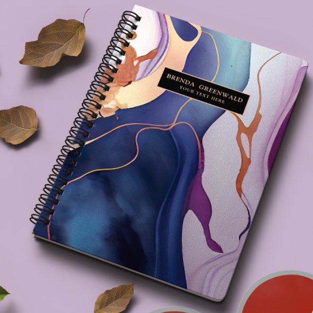 Glam Liquid Marble Blue Purple Gold monogram Planner (Creator Uploaded)