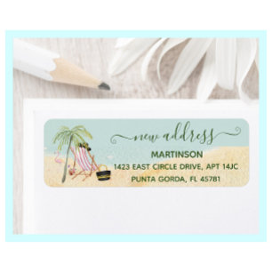 Glam Love the Beach Moved New Return Address  Label