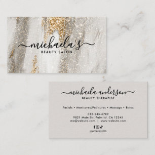 Glam Luxe Faux Gold Glitter Elegant Script Business Card