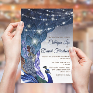 Glam & Luxe Peacock Evening Wedding Invite