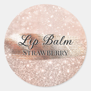 Glam Luxury Faux Rose Gold Glitter Custom Beauty Classic Round Sticker