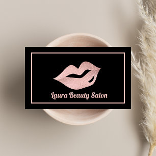 Glam Luxury Rose Gold & Black Makeup Artist  Business Card