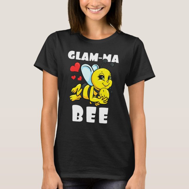Glam Ma Bee Matching Family Outfit Baby Announceme T-Shirt (Front)