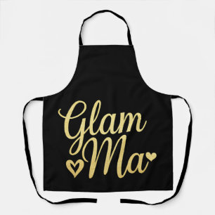 Glam Ma Heart Gold Mum Grandma Mother's Day Apron