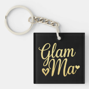 Glam Ma Heart Gold Mum Grandma Mother's Day Key Ring