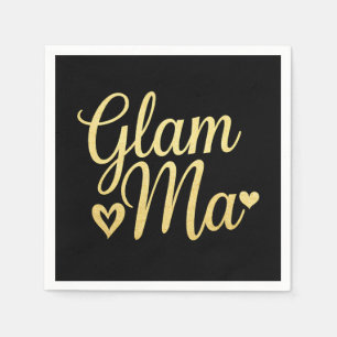 Glam Ma Heart Gold Mum Grandma Mother's Day Napkin