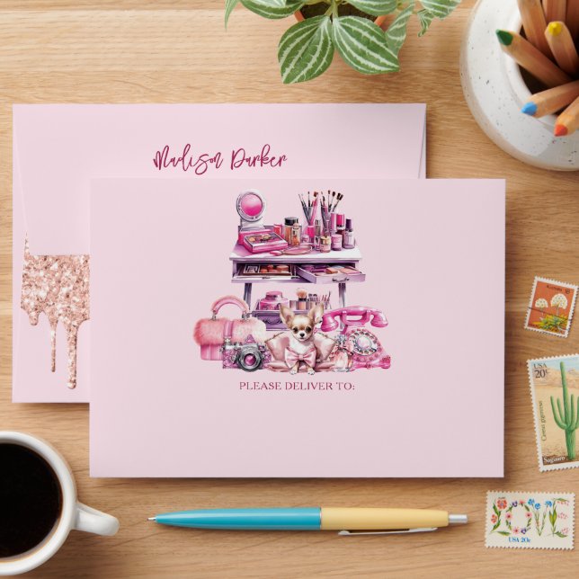 Glam Makeup Birthday Party  Envelope (Desk)