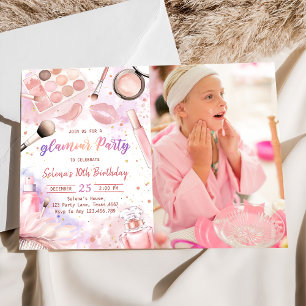 Glam Makeup Birthday Party Spa Party Photo Invitation