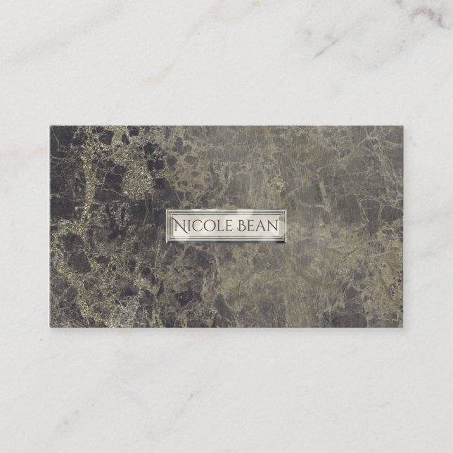 Glam Marble Granite Shimmer Elegant Designer Style Business Card (Front)