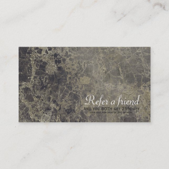 Glam Marble Granite Shimmer Salon Refer a Friend Referral Card (Front)