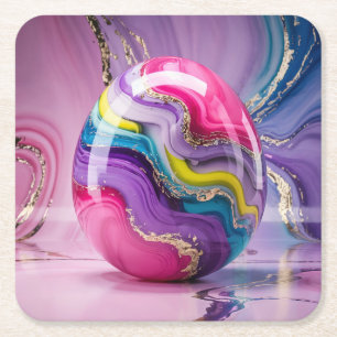 Glam Marble Swirls Gold Egg Coaster Set