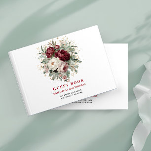 Glam Marsala Floral Eucalyptus Gold Guest Book