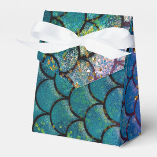 Glam Mermaid Fish Scales Teal Purple Gold Sparkle Favour Box