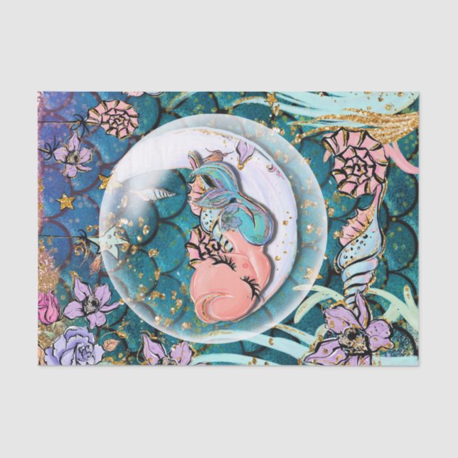 Glam Mermaid Its a Boy Baby Shower Birthday Party Tissue Paper (Front)