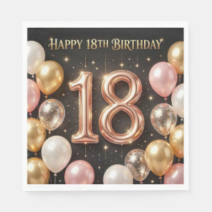 Glam Metallic Balloon Happy 18th Birthday Design Napkin