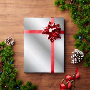 Glam Metallic Silver Look Gifting Template Custom Wrapping Paper