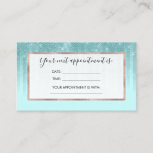 Glam Mint Green Aqua Glitter Striped Gradient Appointment Card