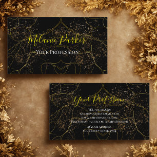 Glam Modern Black Gold Glitter Business Card