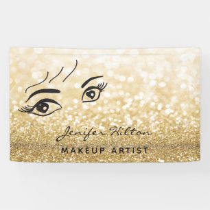Glam modern chic gold glittery eyelashes & eyebrow banner