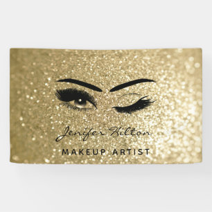 Glam modern chic gold glittery eyelashes & eyebrow banner