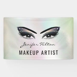 Glam modern chic holographic eyelashes & eyebrow banner